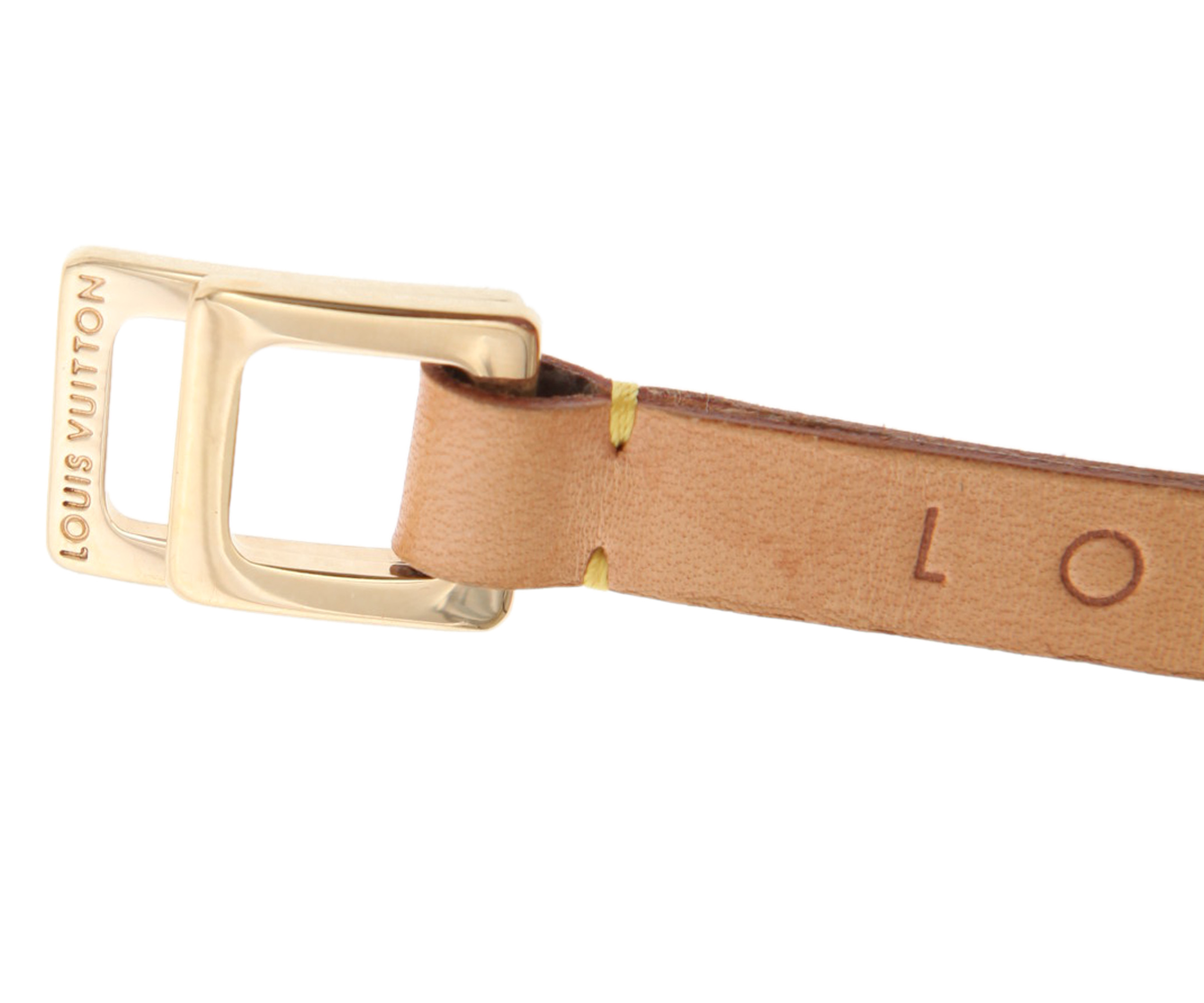 Louis Vuitton Beige Leather Skinny Belt 85 CM Louis ...