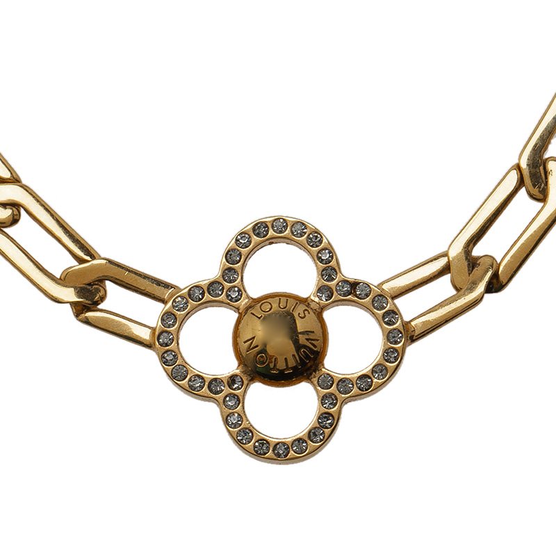 Louis Vuitton Flower Power Crystal Gold Tone Necklace Louis