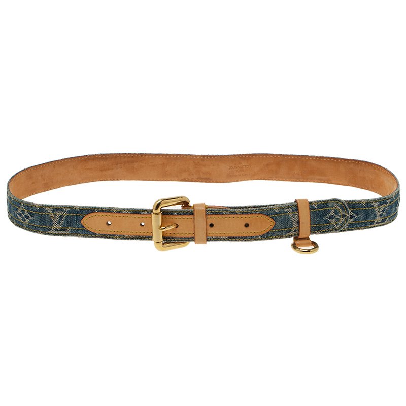 Pre Owned Louis Vuitton Blue Monogram Denim Belt 90 CM