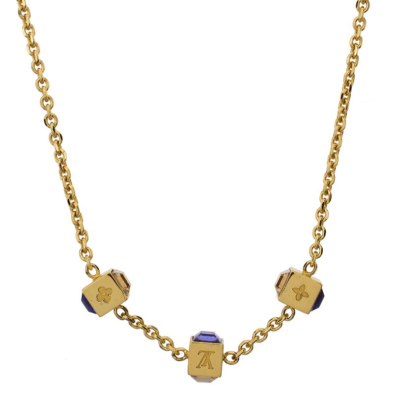 Pre Owned Louis Vuitton Gamble Gold Tone Necklace