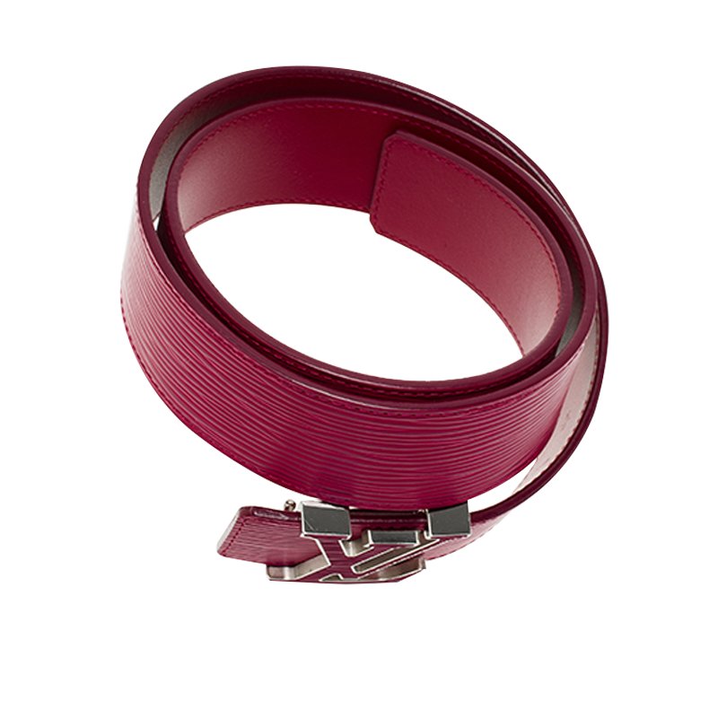 Louis Vuitton Pink Epi Leather Initiales Buckle Belt 85 CM Louis