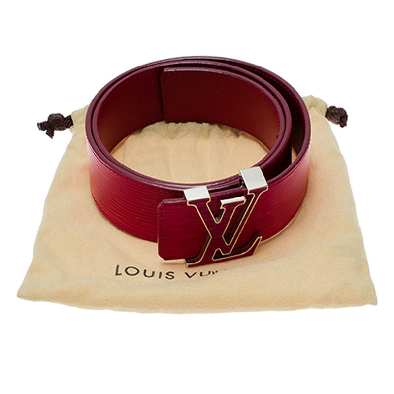Louis Vuitton Red Epi Leather Ceinture 85 Gold Buckle Belt - Boca Pawn