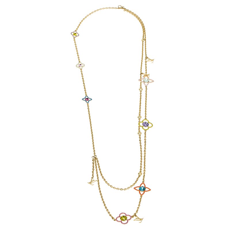 Pre Owned Louis Vuitton Monogram Crew Gold Tone Necklace
