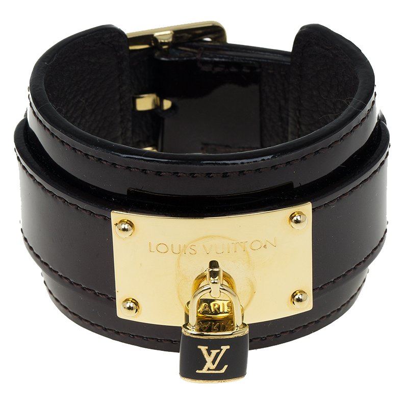 مملوكة مسبقًا Louis Vuitton Infinity Patent Leather Gold Tone Bracelet