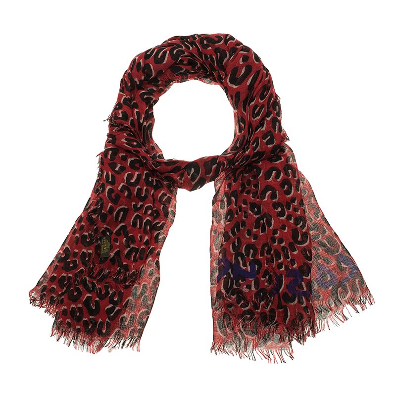 Auth Louis Vuitton Leopard Stole Scarf - Used