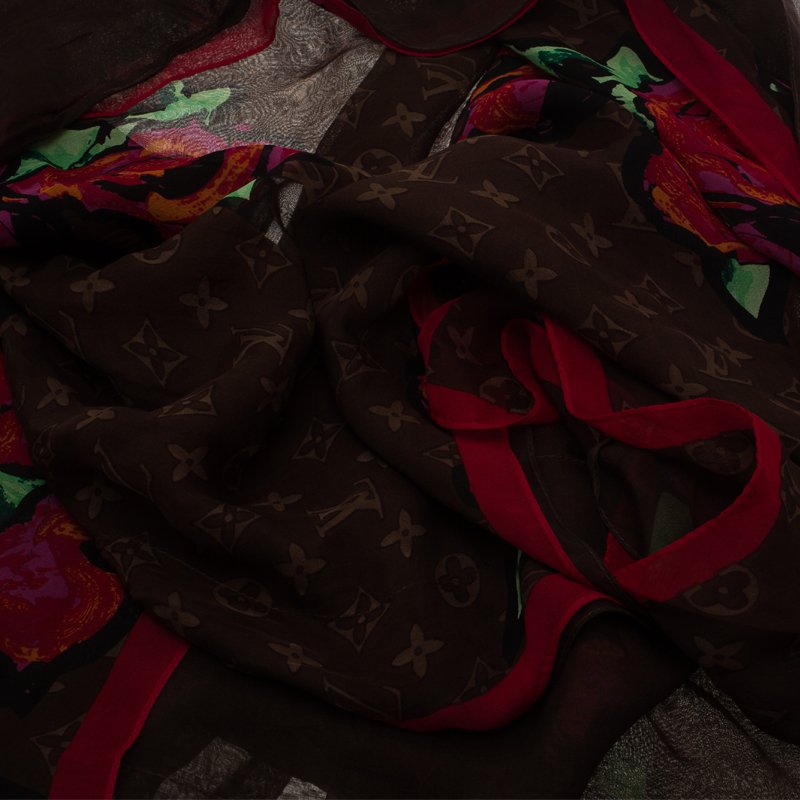 Louis Vuitton Limited Edition Monogram Roses Silk Chiffon Scarf, Louis  Vuitton Accessories