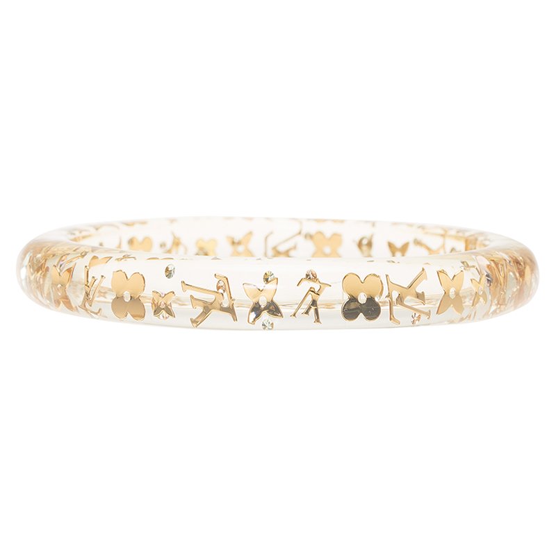 Louis Vuitton Inclusion Bangle Bracelet Resin with Crystals PM Clear 1856201