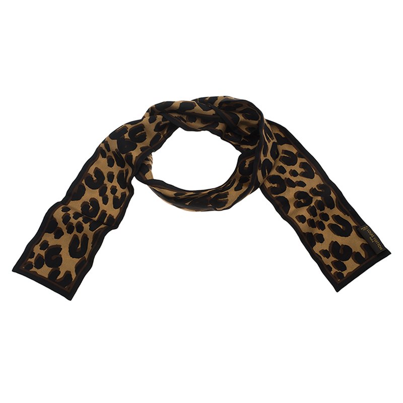 Pre Owned Louis Vuitton Brown Leopard Silk Bandeau