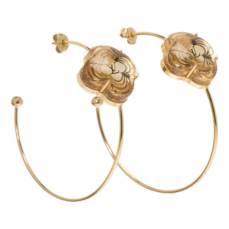Louis Vuitton Hoop Earrings, Gold-Tone, Preowned in Box WA001