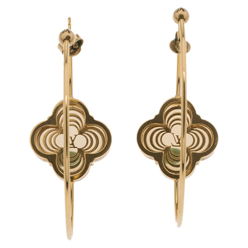 Louis Vuitton Gold-tone Hoop Studded Pierced Earrings M64896 Women S1191