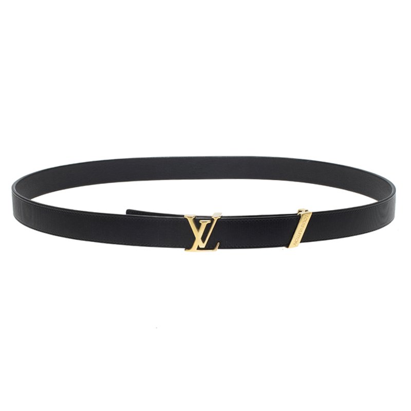  Louis Vuitton Black Leather Initials Belt 90CM