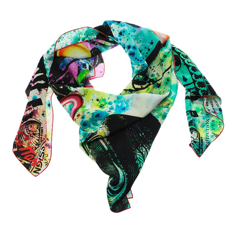 Pre Owned Louis Vuitton Multicolor Cosmic Pop Giant Square Silk Scarf