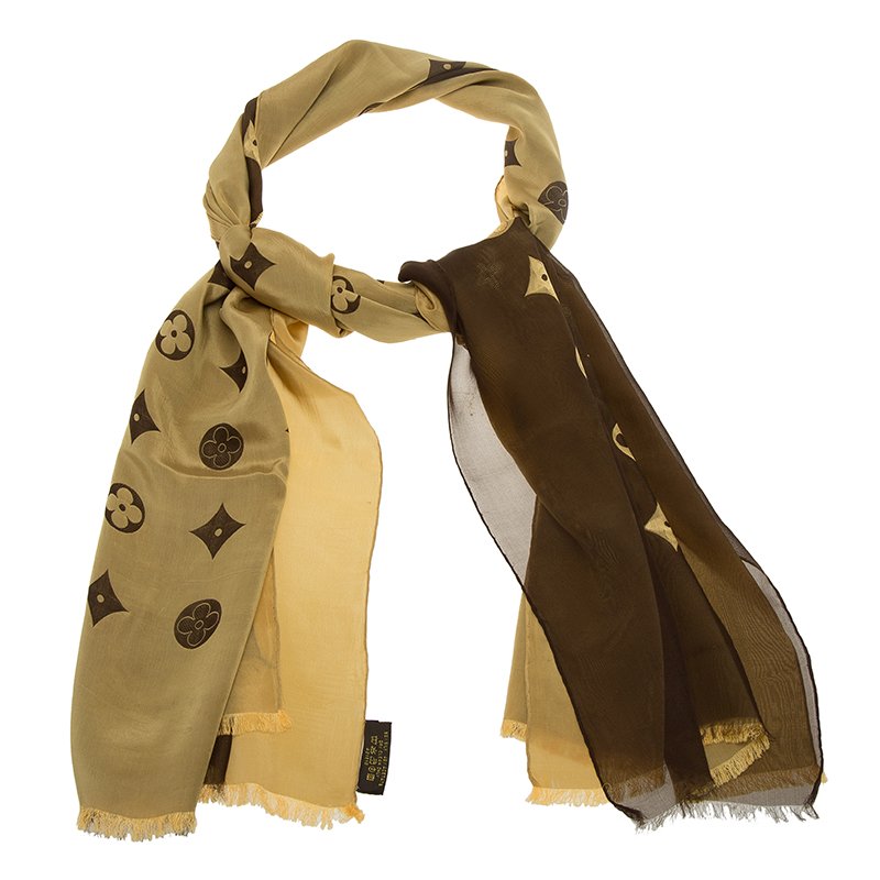 مملوكة مسبقًا Louis Vuitton Brown Fleur Print Stole