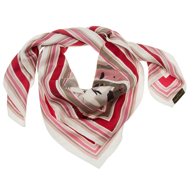 مملوكة مسبقًا وشاح لوي فيتون سان تروبيز حرير رصاصي مربع