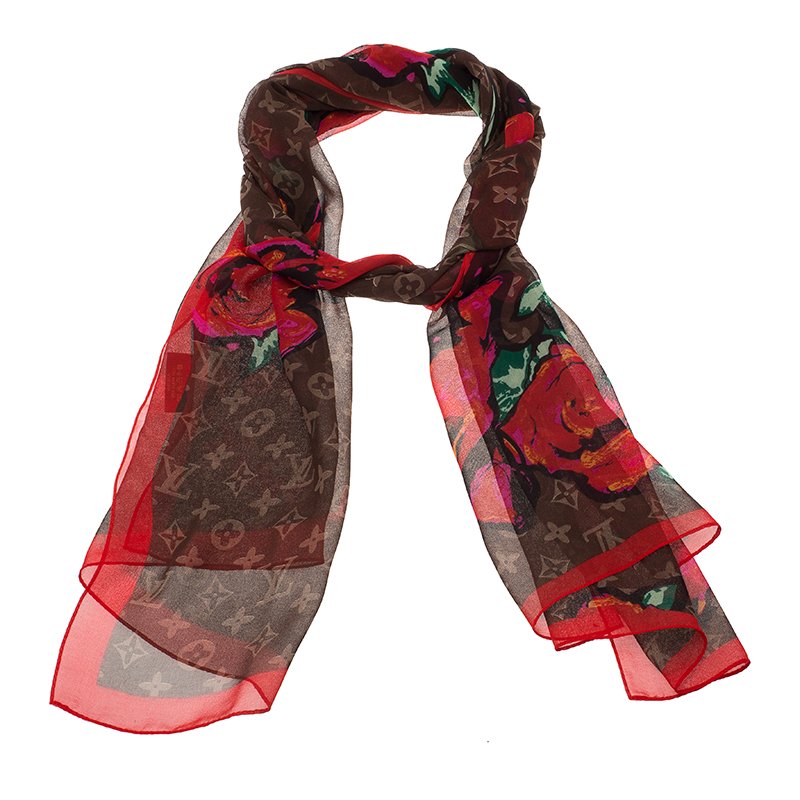 Authentic Second Hand Louis Vuitton Floral Illustration Scarf  PSS99000030  THE FIFTH COLLECTION