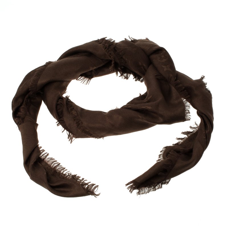 Pre Owned Louis Vuitton Brown Monogram Denim Shawl