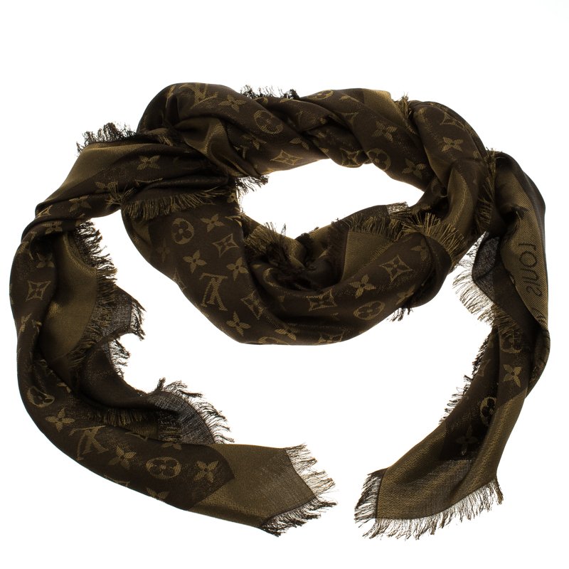 مملوكة مسبقًا وشاح لوي فيتون مونوغرامي بني لامع