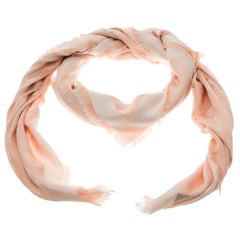 Pre Owned Louis Vuitton Blush Pink Monogram Denim Shawl