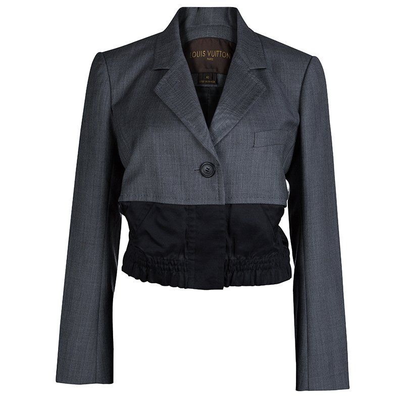 Louis Vuitton Grey Colorblock Elasticized Waist Detail Blazer M