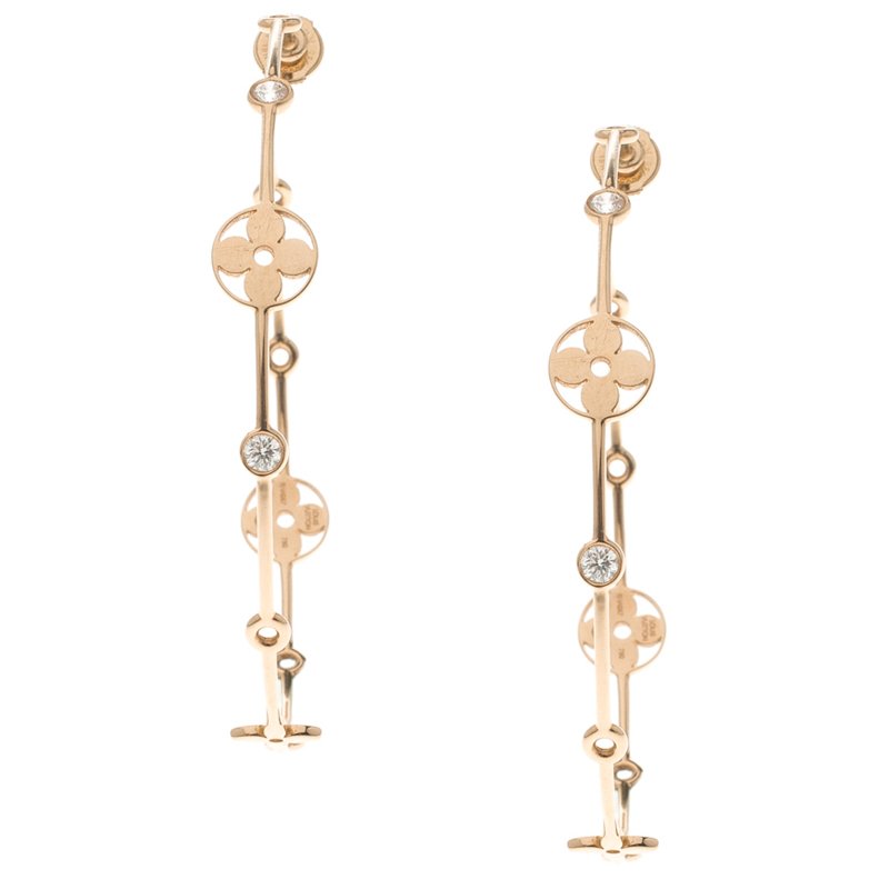 Louis Vuitton Diamond White Gold Hoop Earrings