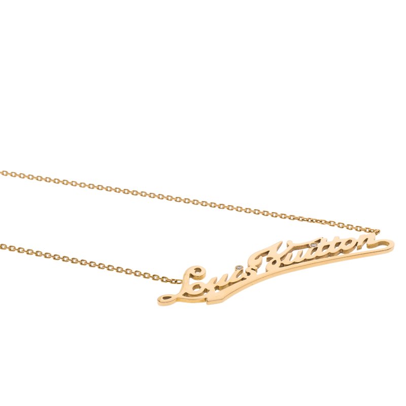 Louis Vuitton 18k Yellow Gold Diamond Signature Necklace – I MISS