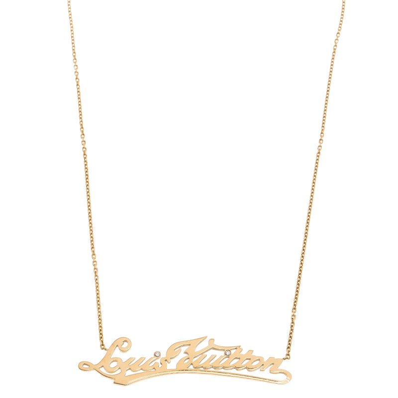 25567 Louis Vuitton Signature Diamond 18k Yellow Gold Necklace 
