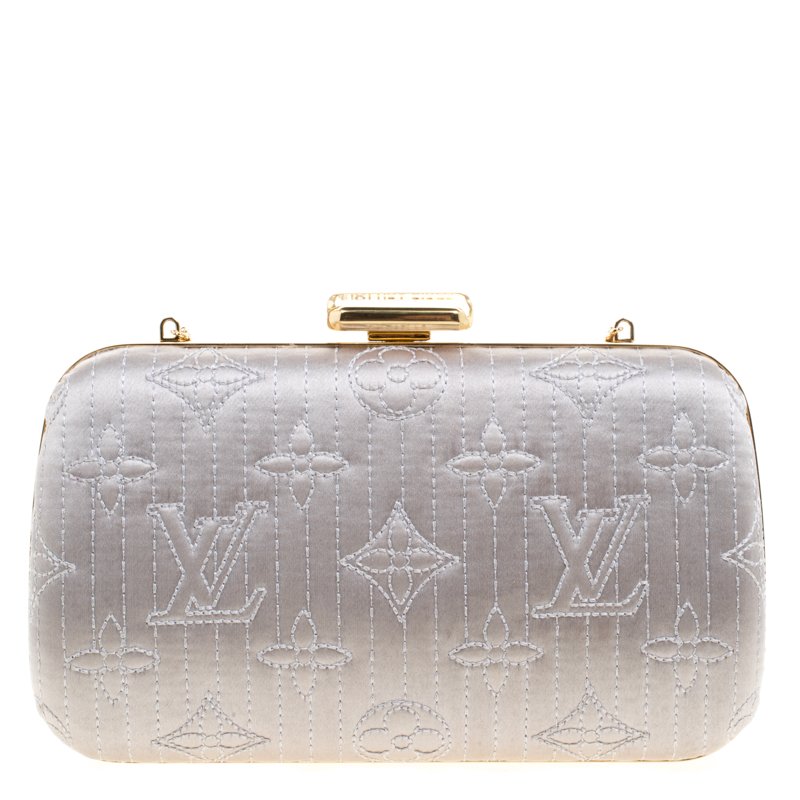 Louis Vuitton Minaudiere Motard Clutch, Satin, Grey SHW - Laulay Luxury