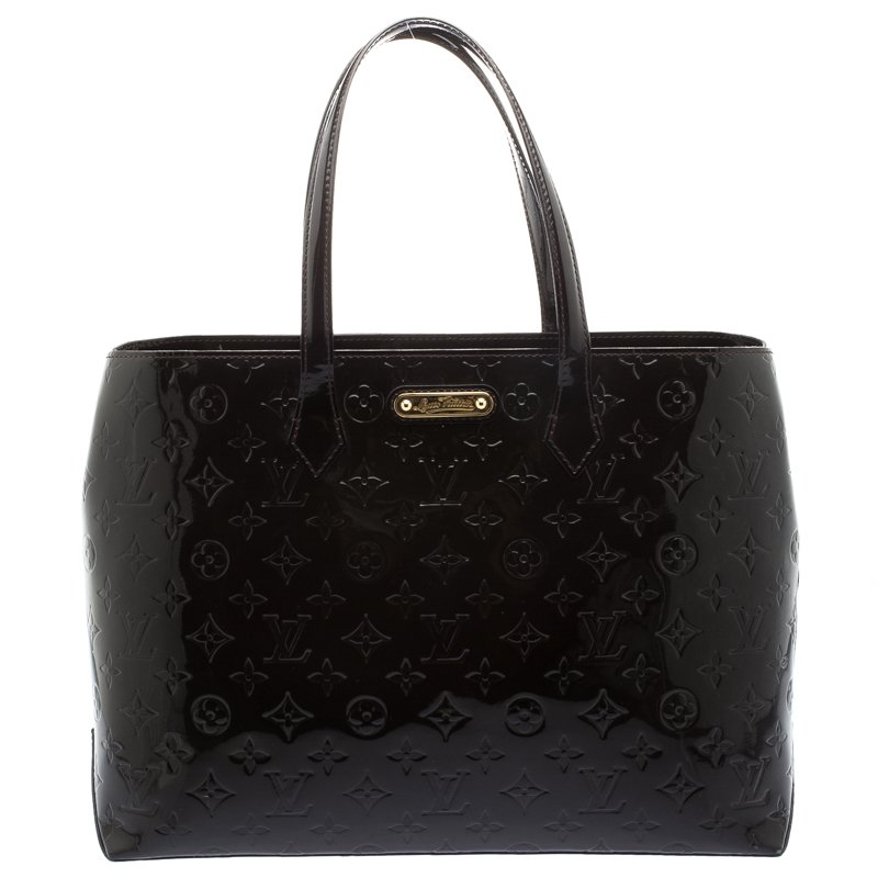 Pre Owned Louis Vuitton Terre D Ombre Monogram Vernis Wilshire MM Bag