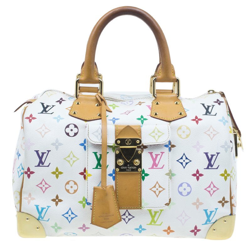 مملوكة مسبقًا Louis Vuitton White Monogram Canvas Multicolore Speedy 30
