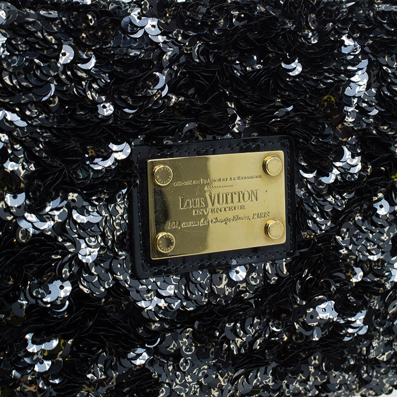 LOUIS VUITTON Limited Edition Silver Sequin Rococo Pochette Clutch Bag