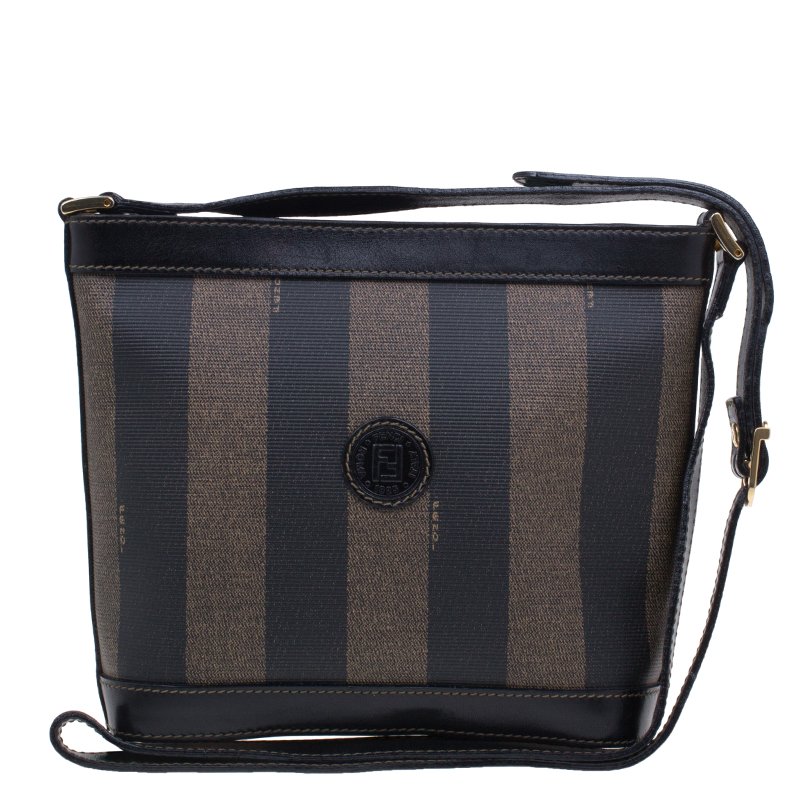 Pre Owned Fendi Black Pequin Crossbody Small bag