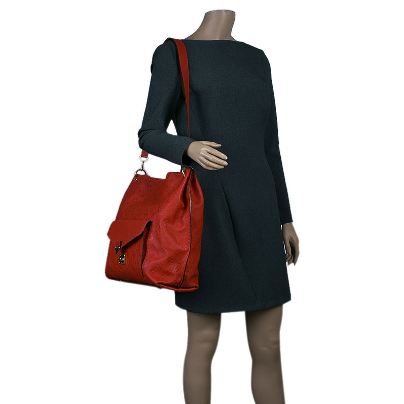Louis Vuitton Red Monogram Leather Metis Empreinte Hobo Bag
