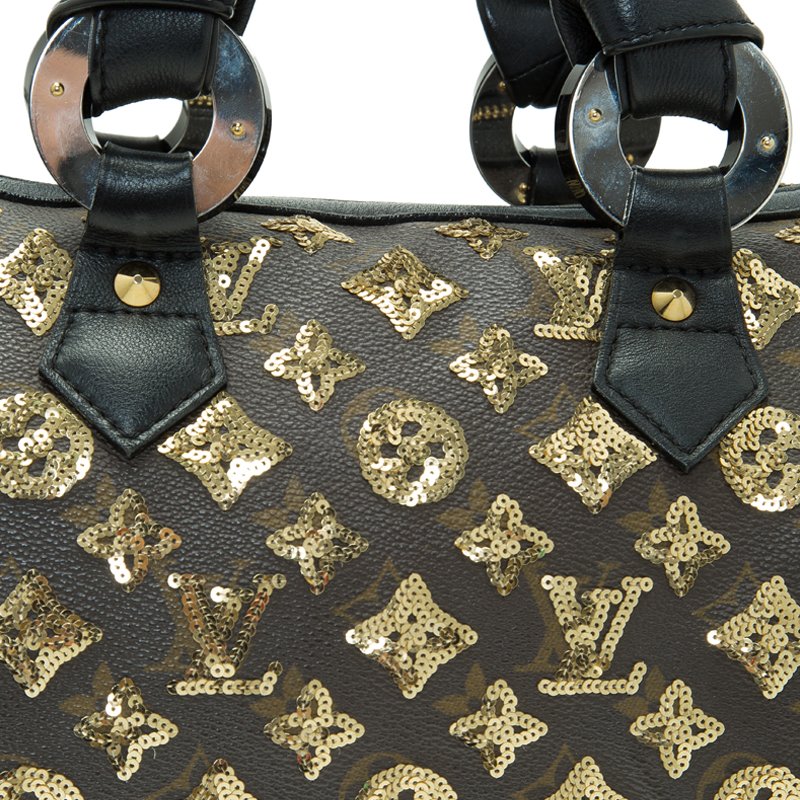 🌟LOUIS VUITTON MONOGRAM SPEEDY ECLIPSE 28🌟 1999 LIMITED EDITION FROM F/W  2009/2010 Monogram canvas with sequin embellished monogram overlay print, By Stark Style