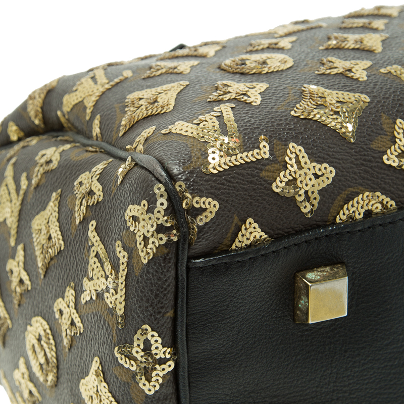 Louis Vuitton Gold Sequin Monogram Eclipse Speedy 28 Leather White gold  ref.526120 - Joli Closet