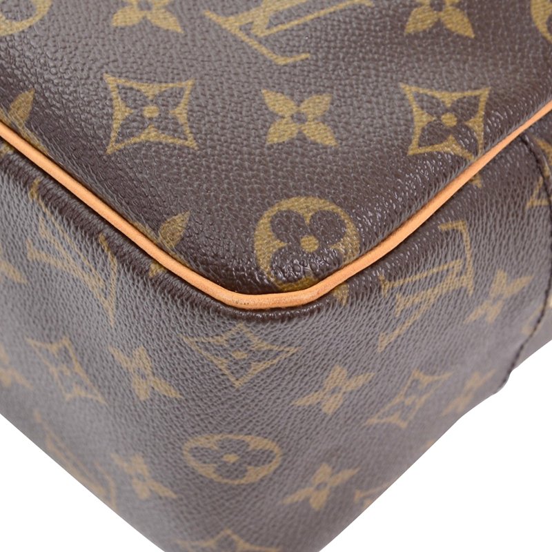 Louis Vuitton Explorer Shoulder Bag Pleated Monogram Canvas MM Brown 1739841