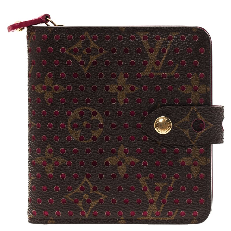 Pre Owned Louis Vuitton Purple Monogram Perforated Limited Edition Compact Wallet