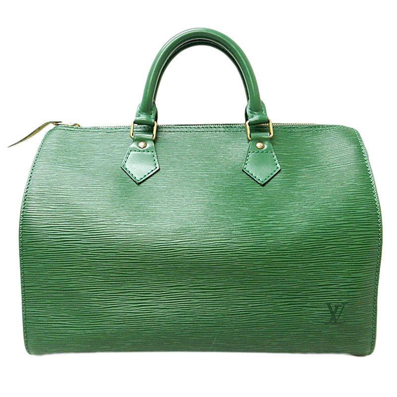 Louis+Vuitton+Speedy+Top+Handle+Bag+30+Green+Leather for sale