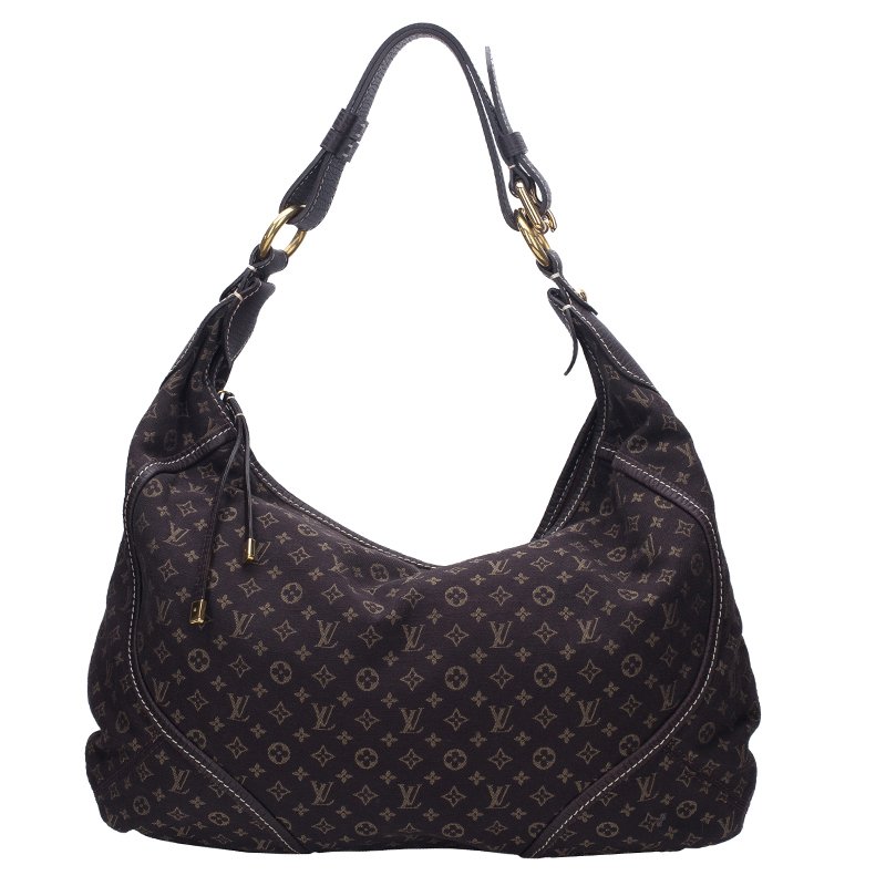 Pre Owned Louis Vuitton Ebene Monogram Mini Lin Canvas Manon Hobo MM