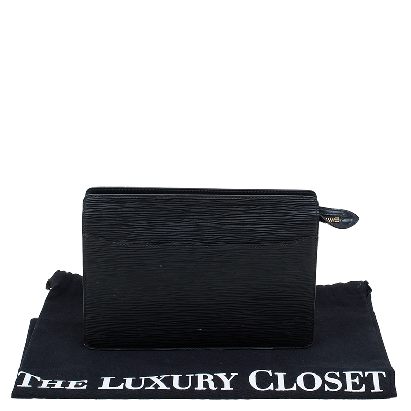 Louis Vuitton Pochette Homme Noir 872921 Black Epi Leather Clutch