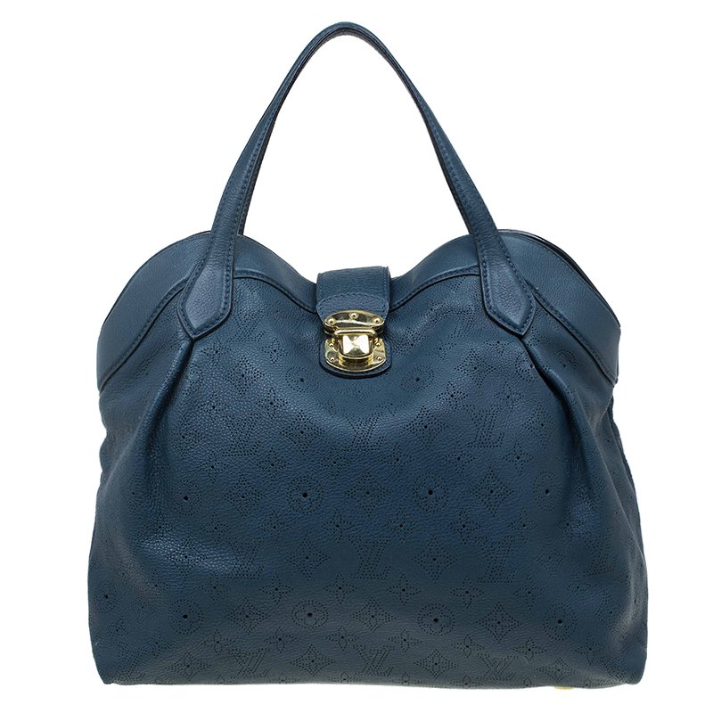 Pre Owned Louis Vuitton Marine Monogram Mahina Leather Cirrus MM Bag