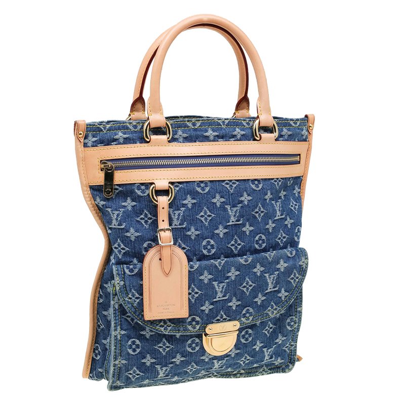 Louis Vuitton Blue Monogram Denim Sac Plat Bag Louis Vuitton TLC