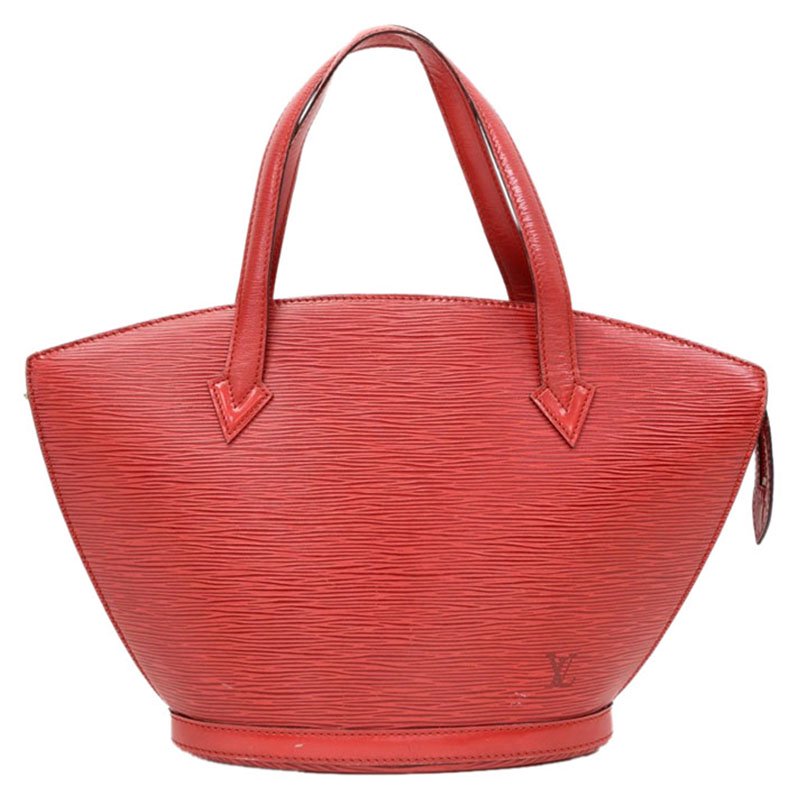 Pre Owned حقيبة لوي فيتون سان جاكس جلد أيبي حمراء PM