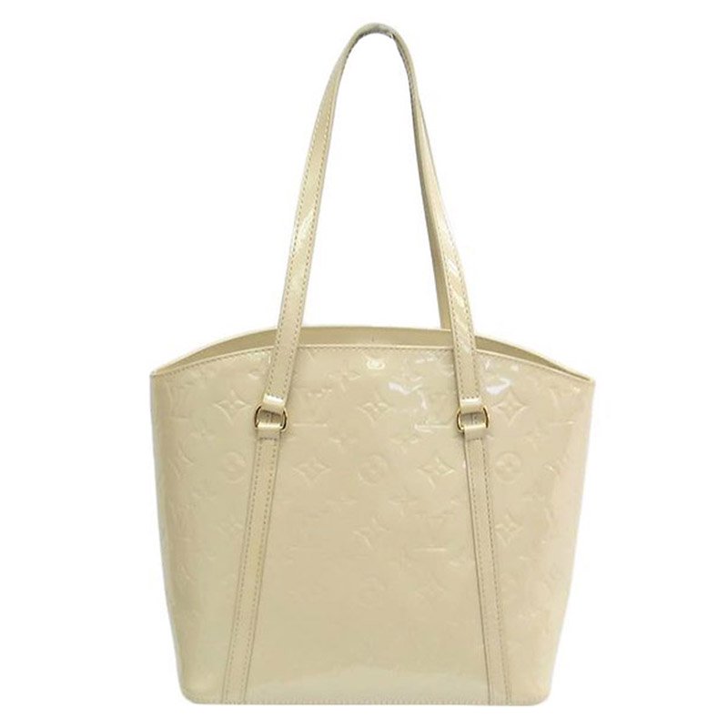 Auth Louis Vuitton Monogram Vernis Avalon MM M91567 Women Tote Bag Blanc  Corail