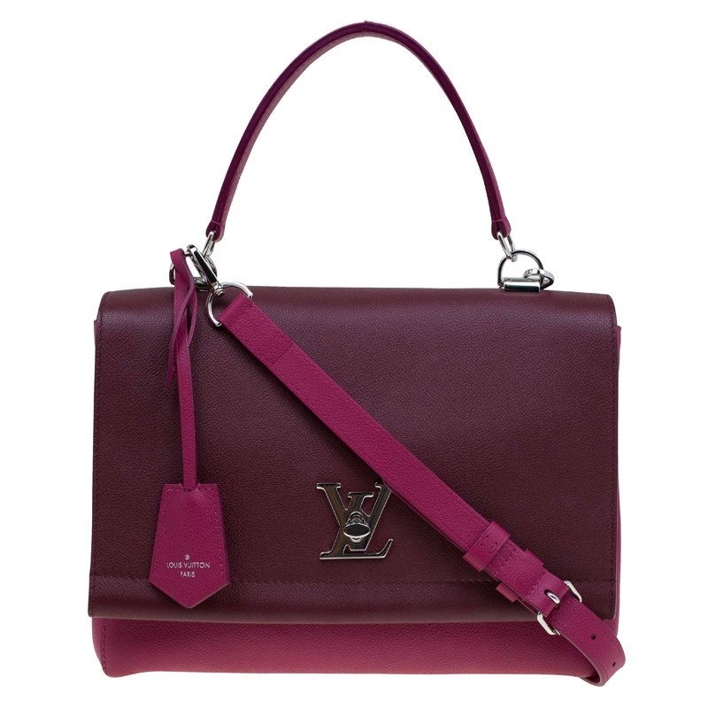 Pre Owned Louis Vuitton Burgundy/Red Leather Lockme II Bag