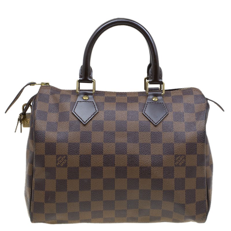 Pre Owned Louis Vuitton Damier Ebene Canvas Speedy 25 Bag
