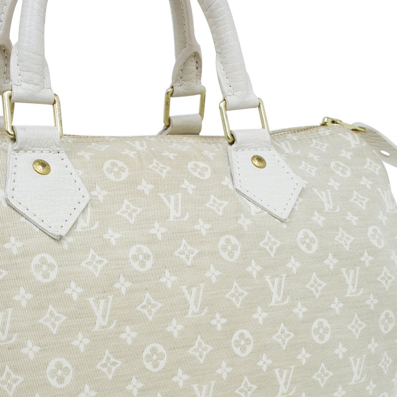 Louis Vuitton off White Dune Mini Lin Speedy 30 Satchel Bag Boston Handbag  Cloth ref.137041 - Joli Closet