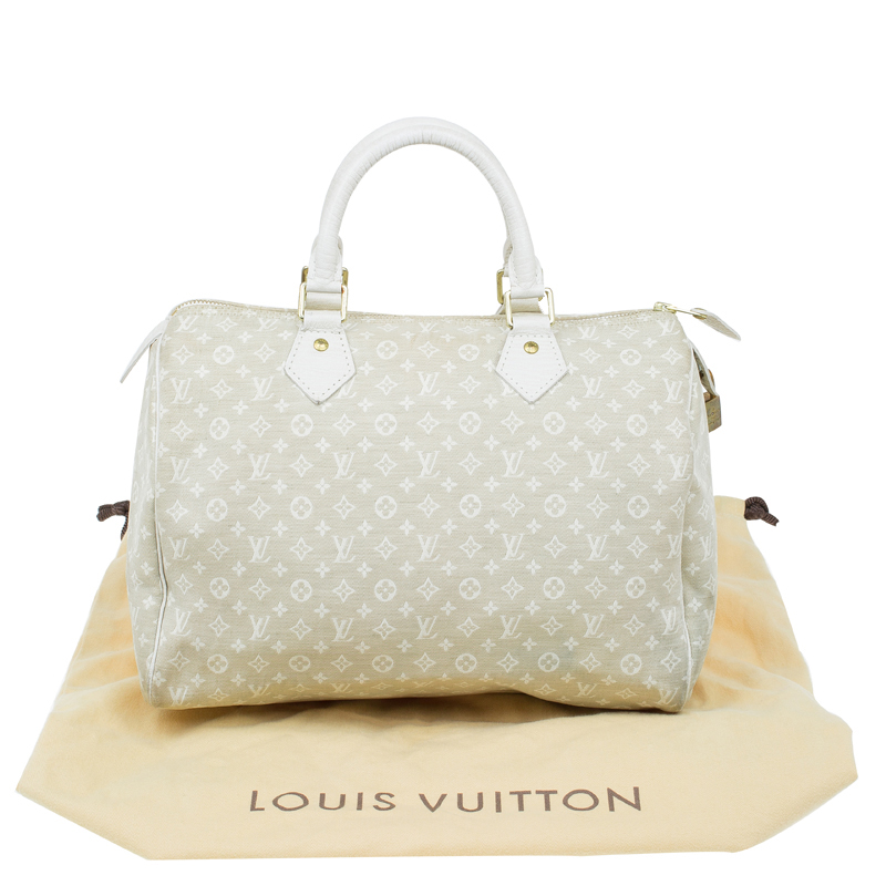 Louis Vuitton Speedy 30 White Dune Mini Lin Monogram Hand Bag For