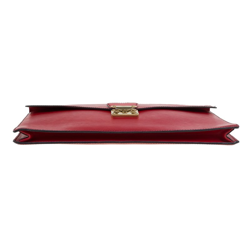 Louis Vuitton Red Epi Leather Porte-Document Senateur Clutch at