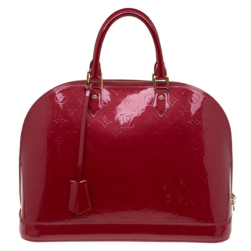 Louis Vuitton Red Vernis Alma GM Dark red Leather Patent leather ref.685474  - Joli Closet