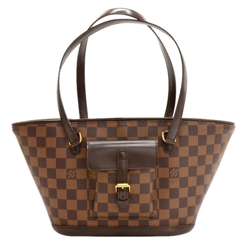 Vintage Louis Vuitton Brown Leather and Printed Canvas Designer Handbag or  Purse For Sale at 1stDibs